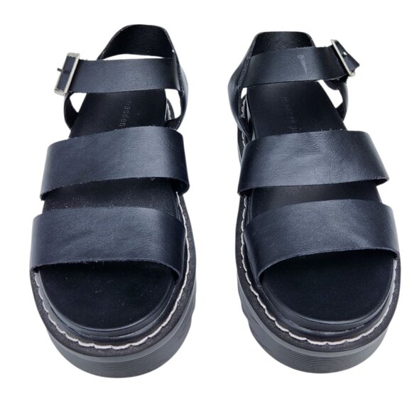 Madden Girl Daze Lug-Sole Platform Black Sandals Women's Size 8 - Picture 2 of 8